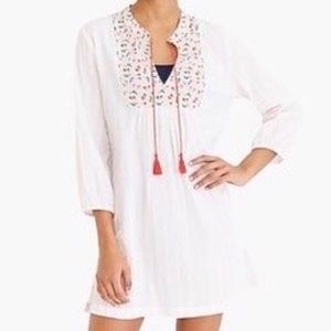 NWT J by J Crew Striped Gauze Cherry Print Split Neck Tassel Tunic Size Small